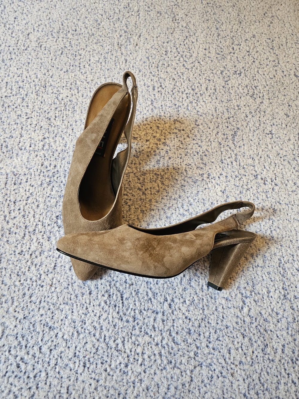 Van Eli Tan Suede Slingback Heels